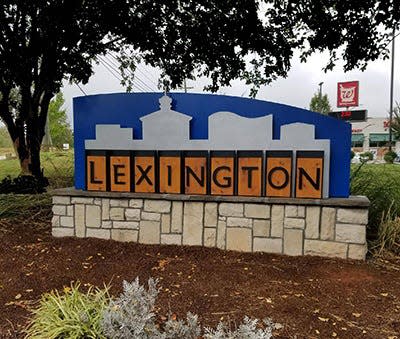 Pictured is one of the gateway signs that greet visitors driving into Lexington City's limits. Tourism spending in Davidson County in 2021, almost doubled from 2020, according to the latest state report.