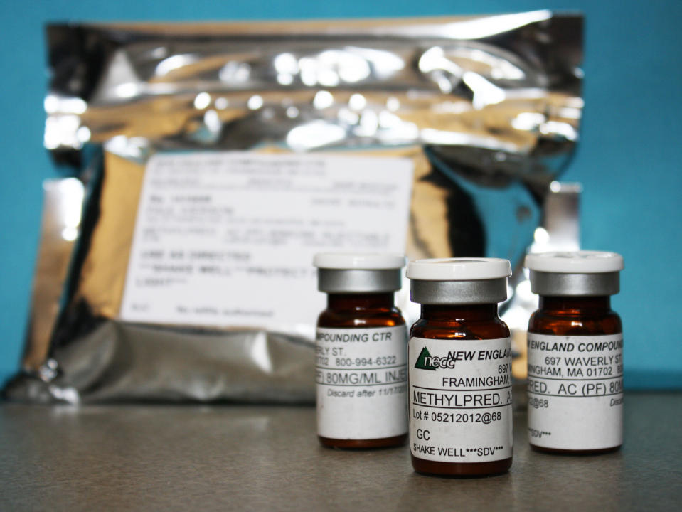 This photo provided Oct. 9, 2012, by the Minnesota Department of Health shows shows vials of the injectable steroid product made by New England Compounding Center implicated in a fungal meningitis outbreak that were being shipped to the CDC from Minneapolis. On Thursday, Oct. 18, 2012, the U.S. Food and Drug Administration said the fungus was in one lot of vials made in August 2012 by the New England Compounding Center of Framingham, Mass. The specialty pharmacy has been at the center of a national investigation into more than 250 fungal meningitis cases, including at least 20 deaths. (AP Photo/Minnesota Department of Health)