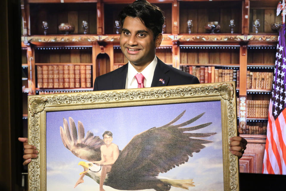 Actor Aziz Ansari cameos as governor Bobby Jindal during the monologue on November 19, 2015 -- (Photo by: Douglas Gorenstein/NBC/NBCU Photo Bank via Getty Images)