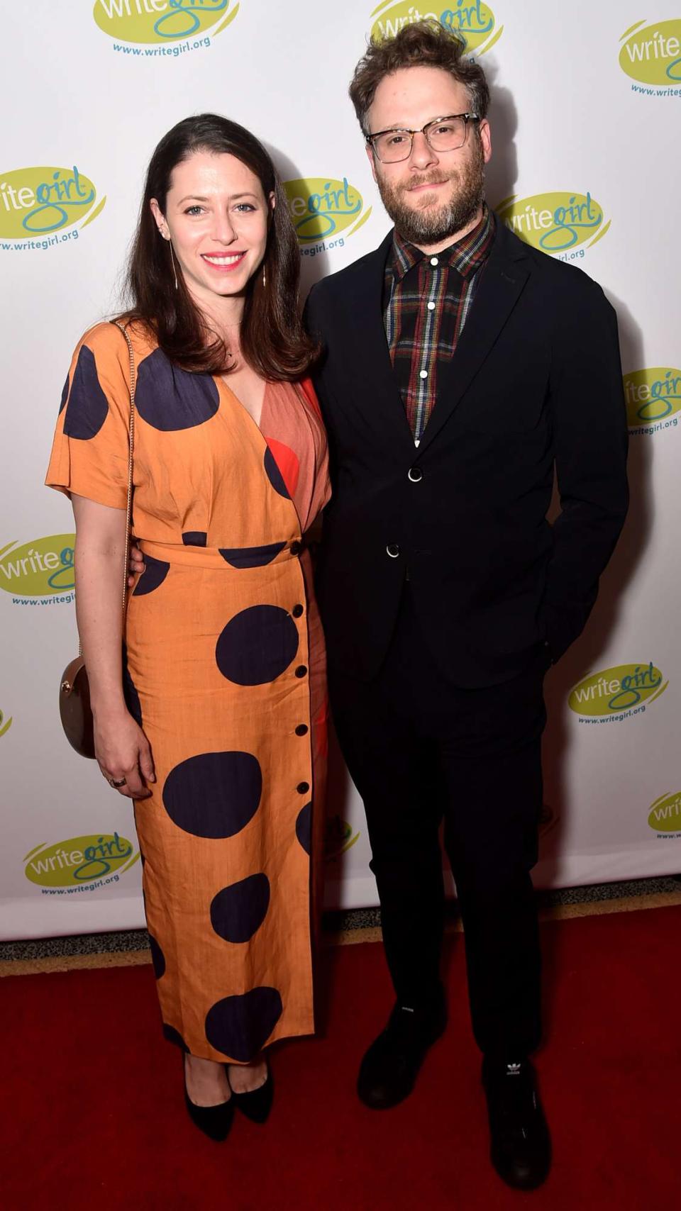 Lauren Miller and Seth Rogen attend Lights, Camera, WriteGirl! at Linwood Dunn Theater on April 06, 2019 in Los Angeles, California