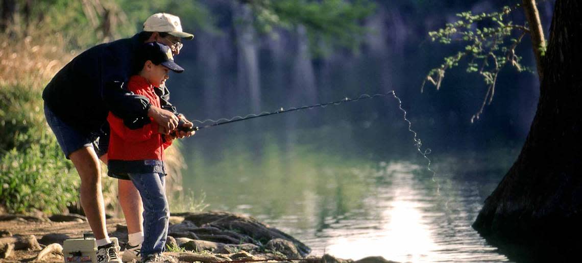 Try your luck fishing the Frio - no license needed to fish from shore. Texas Parks and Wildlife