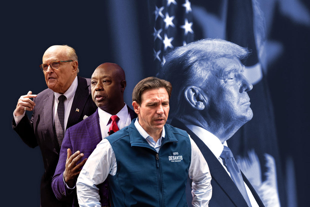 Donald Trump; Rudy Giuliani; Tim Scott; Ron DeSantis Photo illustration by Salon/Getty Images