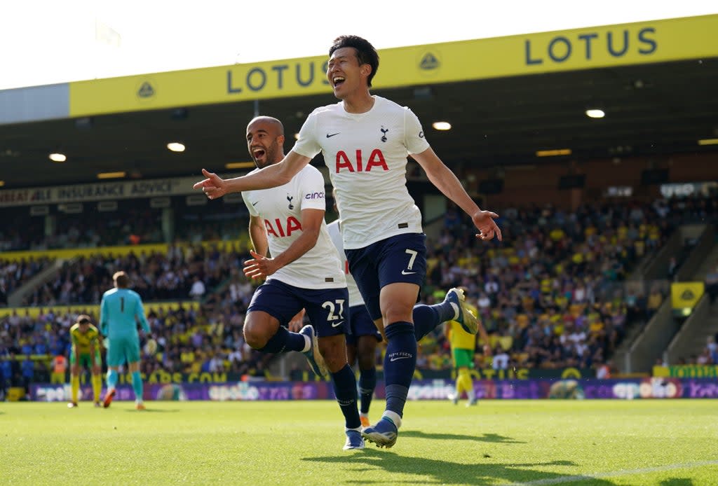 Son Heung-min and Spurs finished the season on a high at Carrow Road (Joe Giddens/PA) (PA Wire)