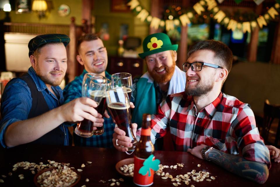 st patricks day puns group in pub