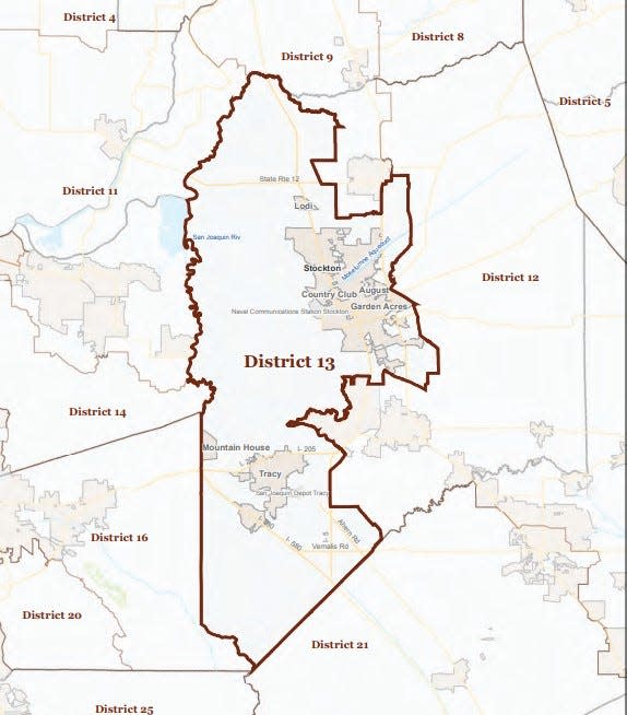 Former boundaries of the CA Assembly districts representing San Joaquin County.