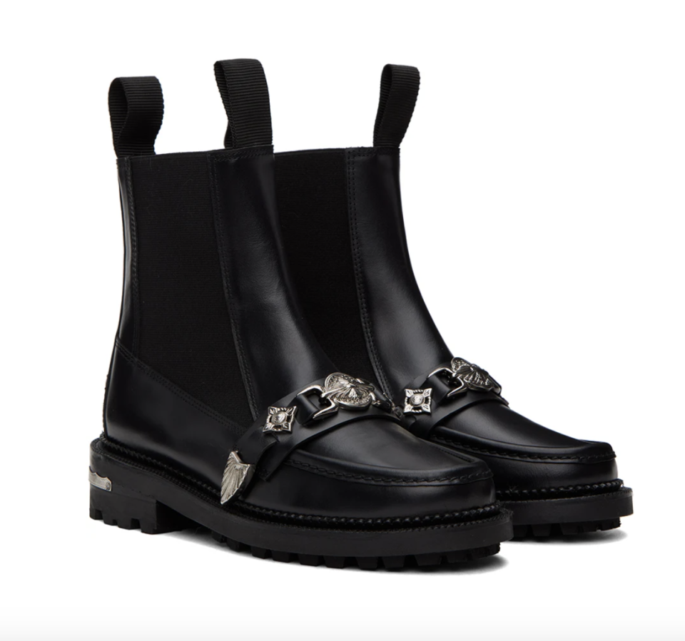 Toga Pulla Black Hardware Boots (Photo via SSENSE)