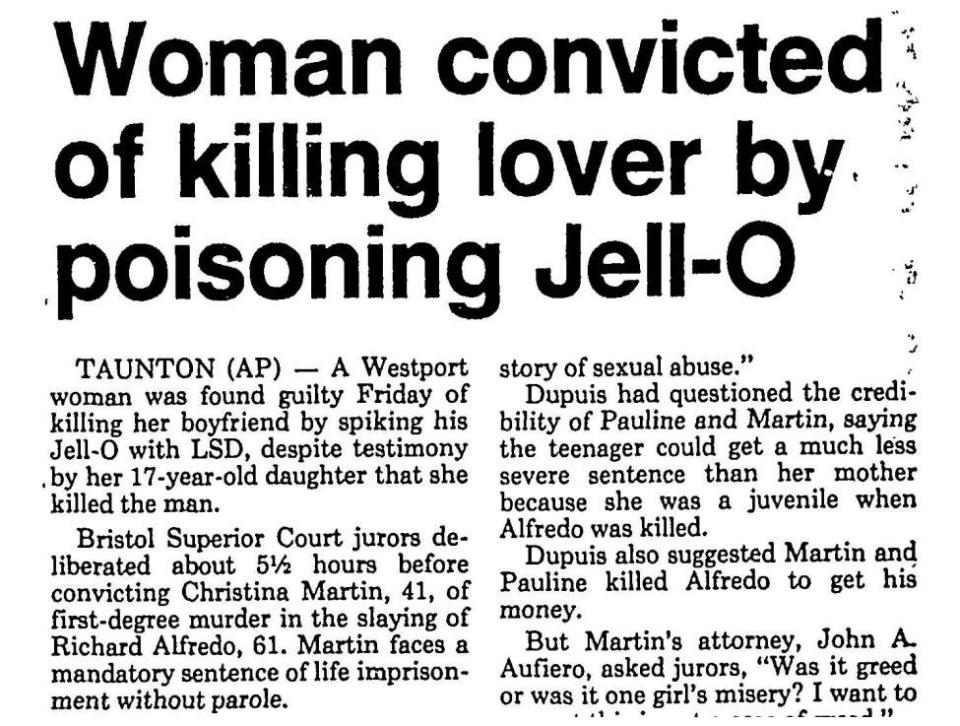 An Associated Press story about the Richard Alfredo killing as it appeared in the Patriot Ledger in November 1992.