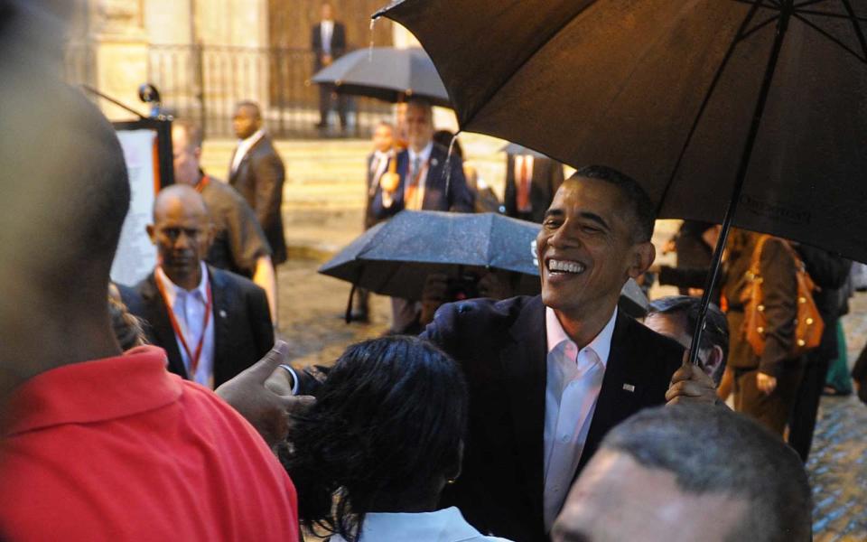 <p>Obama takes some time to talk with locals on his historic trip to Cuba.</p>