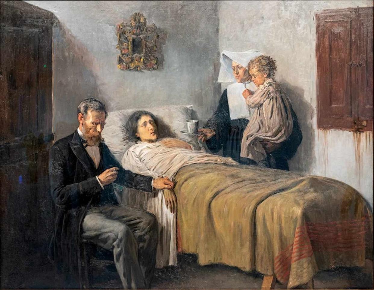 Ciencia y caridad de Pablo Picasso representando la enfermedad de la tuberculosis 