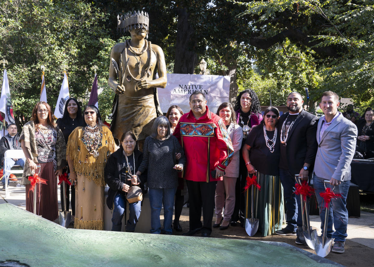 Assemblyman James Ramos surrounded by tribal leaders and citizens. (Photo/Assemblyman James C. Ramos Office)