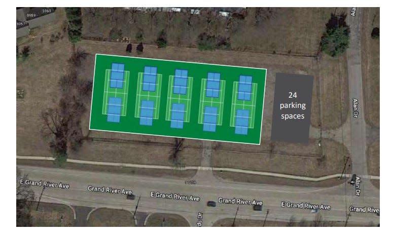 In the five-year SELCRA recreation master plan, a diagram to turn a vacant piece of land into five tennis courts, 10 pickleball courts and 24 parking lot spaces can be found.