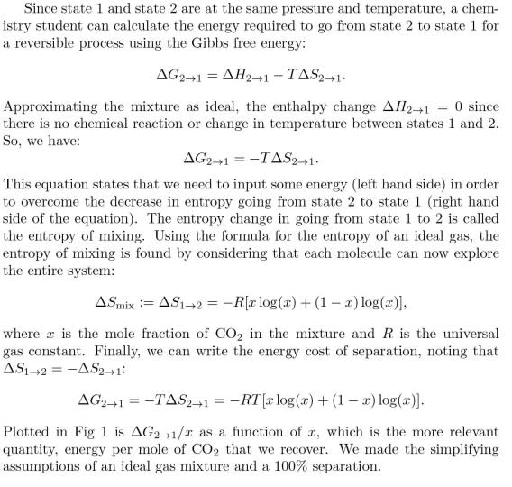 Post-Combustion CO2 Capture to Mitigate Climate Change: Separation Costs Energy