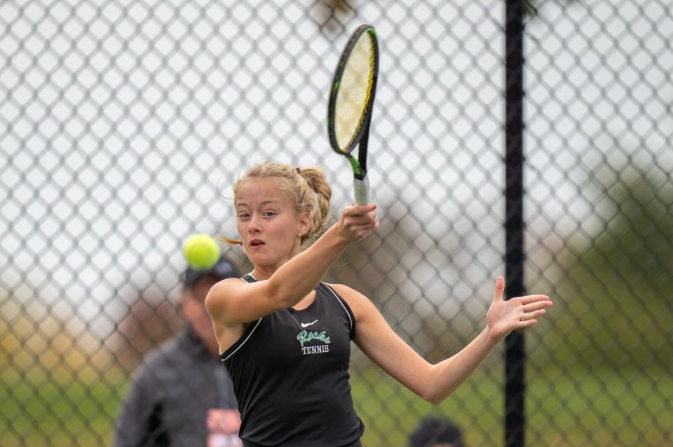 Dublin Coffman senior Lauren Burkett won her second consecutive Division I district singles championship Friday.