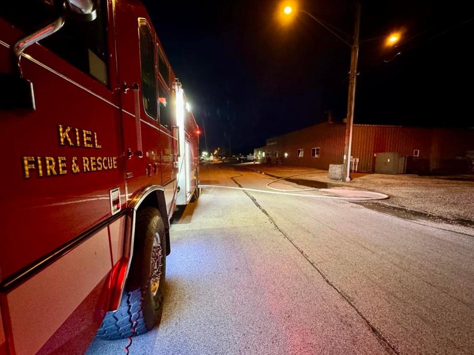 Kiel Fire Department at the scene of a fire at the Kiel Foundry, 304 Park Ave., June 21, 2024, in Kiel, Wisconsin.