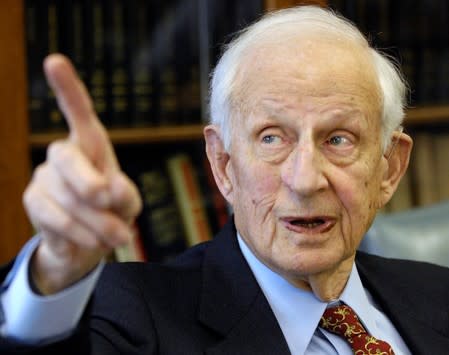 FILE PHOTO - Manhattan District Attorney Robert Morgenthau speaks during an interview in his office, in New York