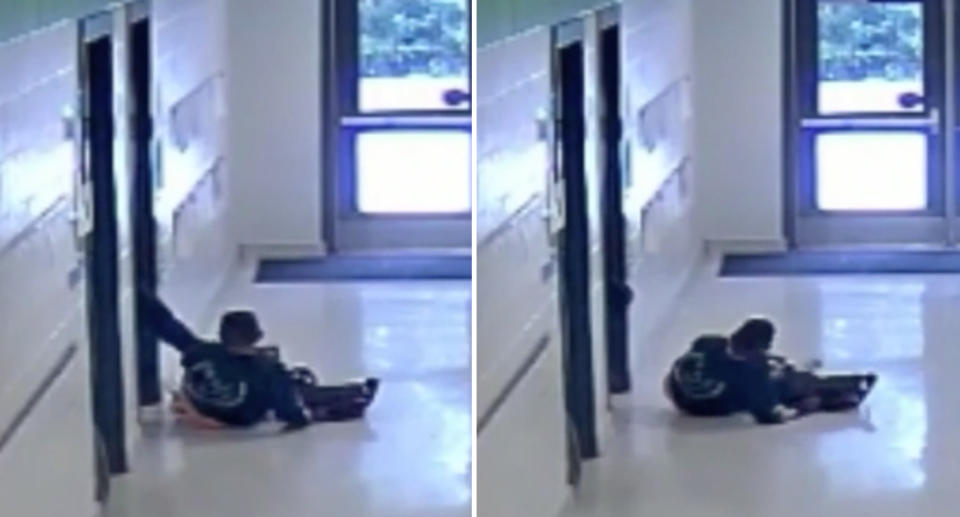 Footage shows the student being kicked out of class (pictured) at Goose Creek Elementary School, South Carolina, US