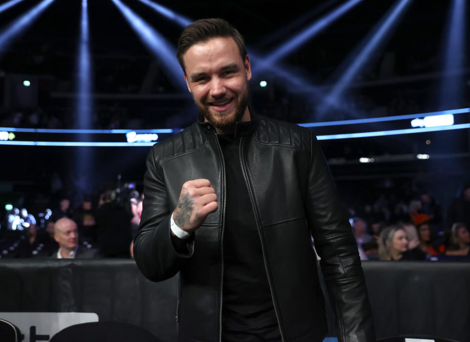 GLASGOW, SCOTLAND - FEBRUARY 26: Liam Payne arrives to fight night between Josh Taylor and Jack Catterall for the undisputed super lightweight championship at The OVO Hydro on February 26, 2022 in Glasgow, Scotland. (Photo by Mikey Williams/Top Rank Inc via Getty Images)