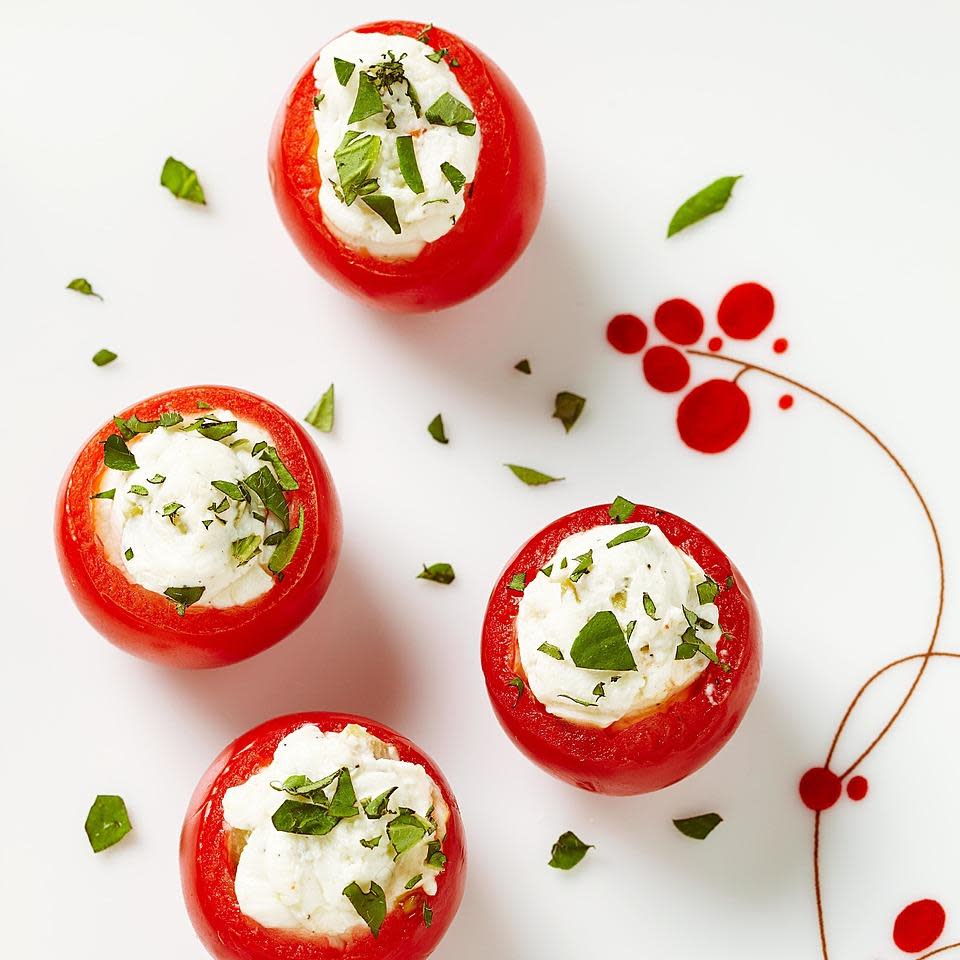 Olive & Goat Cheese Stuffed Cherry Tomatoes