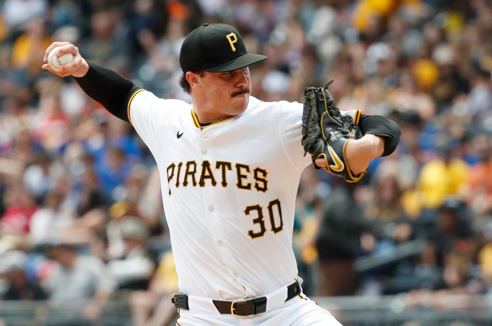 Paul Skenes pitches against the Giants at PNC Park.