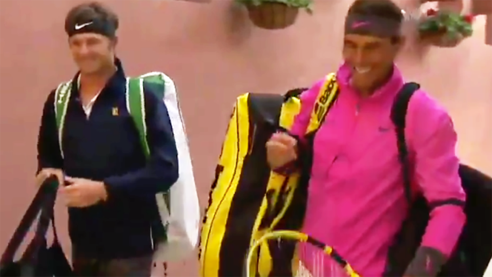 Donaldson and Nadal shared a laugh. Image: Tennis TV