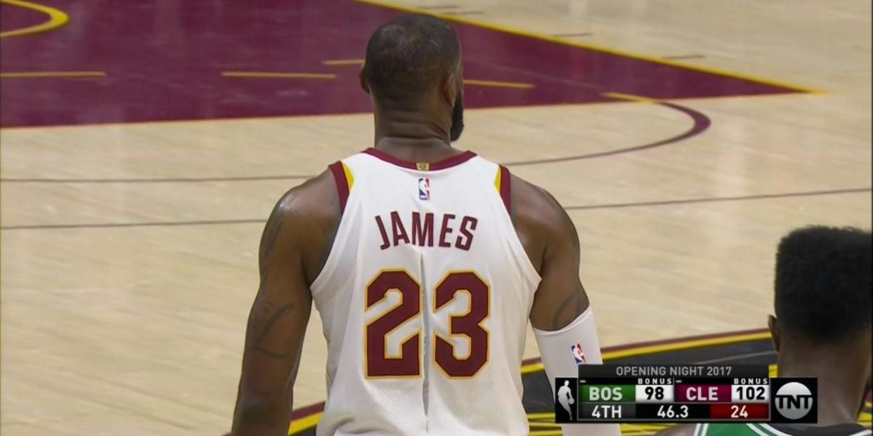 LeBron James jersey tear