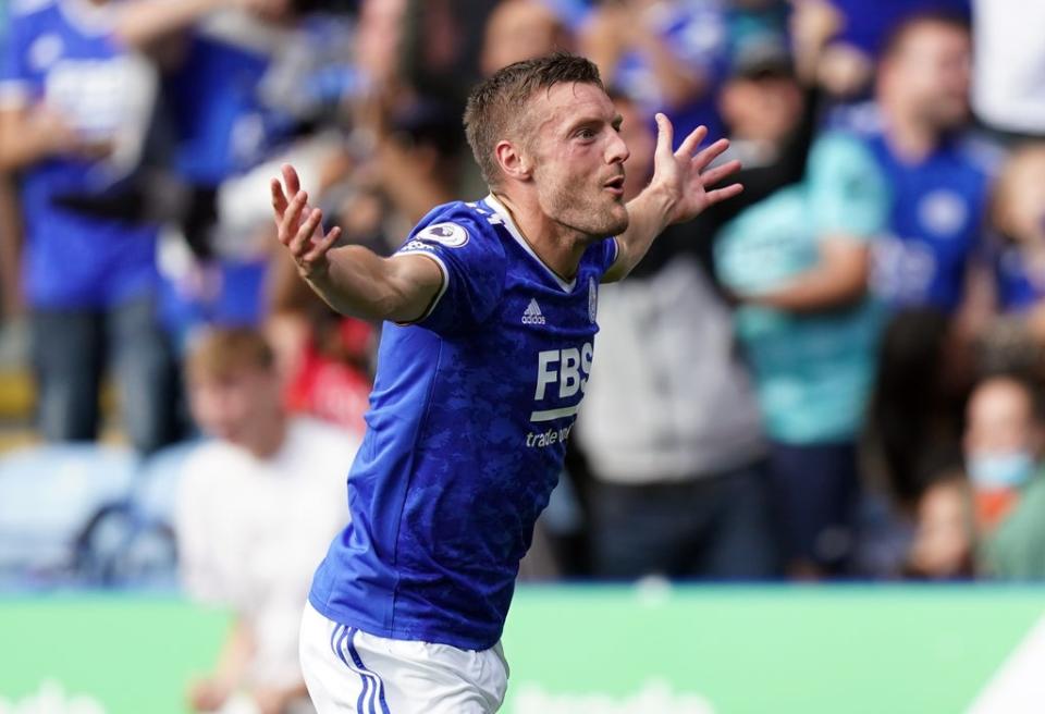 Jamie Vardy has five goals this season after his brace against Burnley (Mike Egerton/PA) (PA Wire)