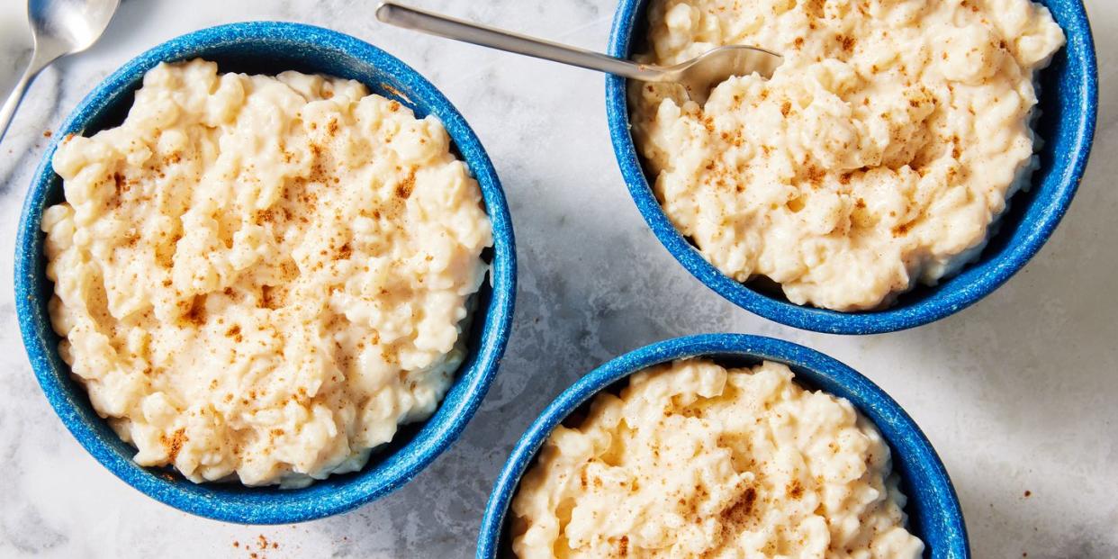 rice pudding dusted with cinnamon