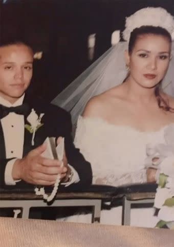 <p>Rey Mysterio Instagram </p> Rey Mysterio and Angie Gutiérrez on their wedding day