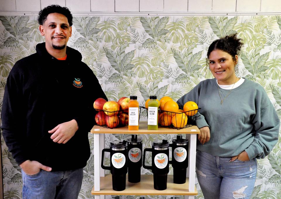 Meshew and Candace Roufail are the owners of Worth The Squeeze in Wooster. Their cold press juice facility features "a bar atmosphere," Meshew said.
