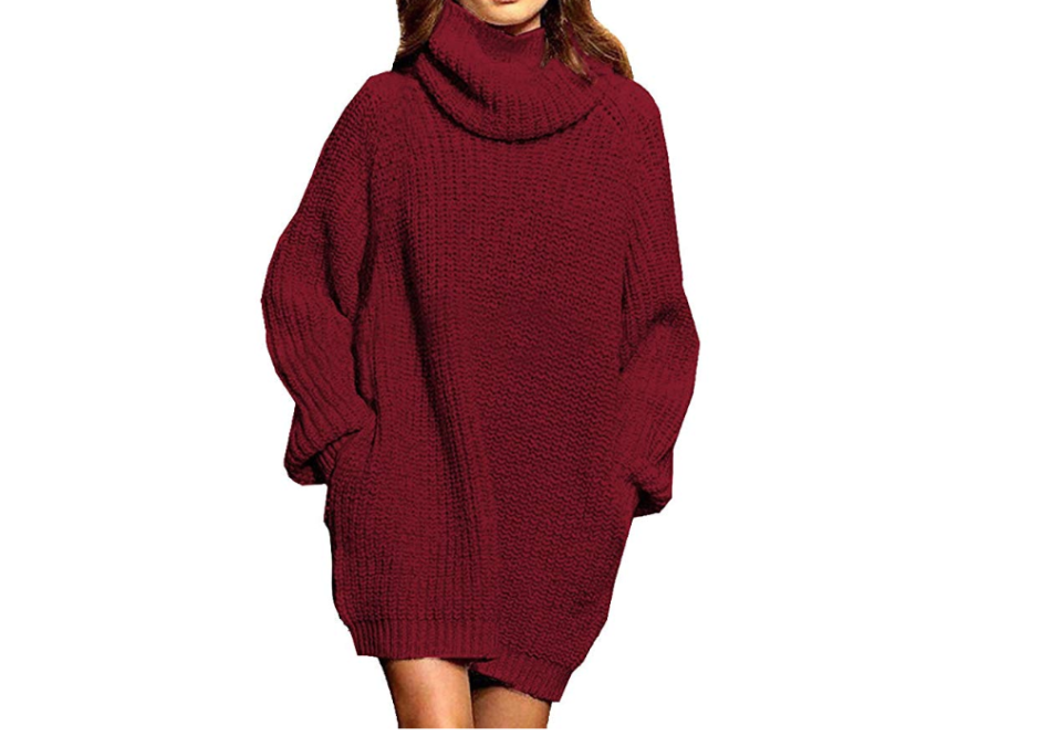 6) Turtleneck Pullover Sweater Dress