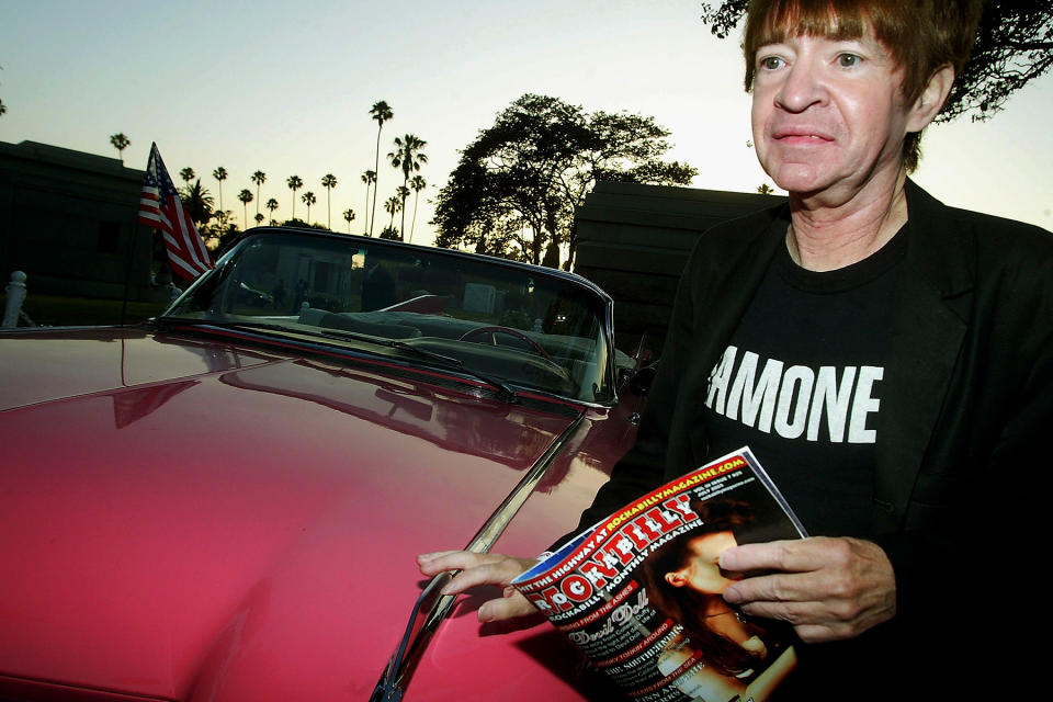 HOLLYWOOD - JULY 8: Radio DJ Rodney Bingenheimer attends a screening of "Rock N' Roll High School" on July 8, 2005 at the Hollywood Forever Cemetery  in Hollywood, California. The event was open to the public and proceeds from the screening will be split between Prostate and Lymphoma Research. (Photo by Matthew Simmons/Getty Images)