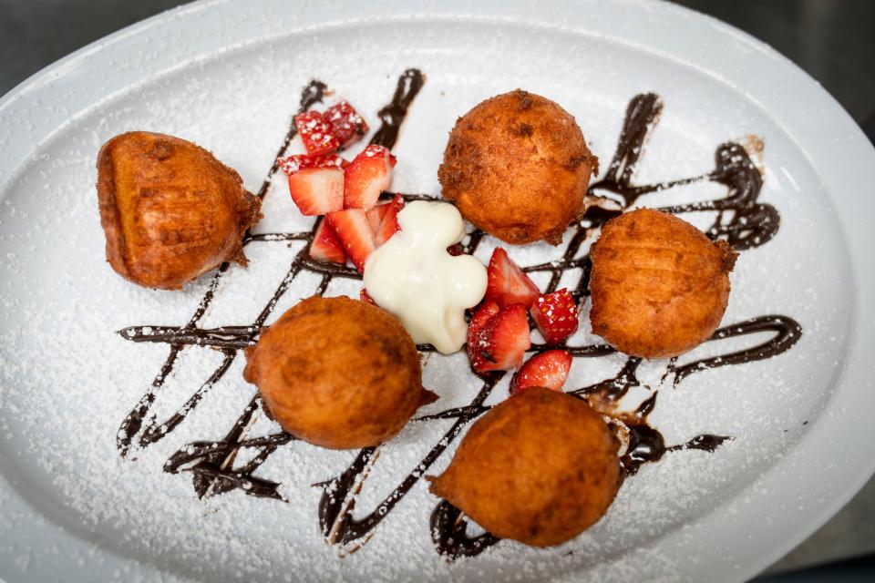 Lemon Ricotta Beignets is one of the breakfast items on the menu at Portside Breakfast & Lunch restaurant in West Palm Beach, Florida on November 17, 2022.