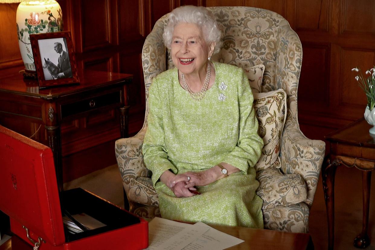 FEBRUARY 02: Queen Elizabeth II is photographed at Sandringham House to commemorate Accession Day, marking the start of Her Majesty’s Platinum Jubilee Year, on February 2, 2022 in Sandringham, Norfolk.