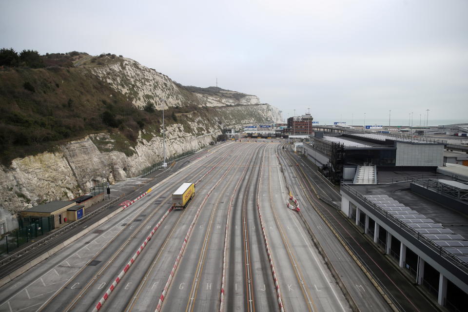 A lorry arrives at the Port of Dover following the end of the Brexit transition period. Photo: Peter Cziborra/Reuters