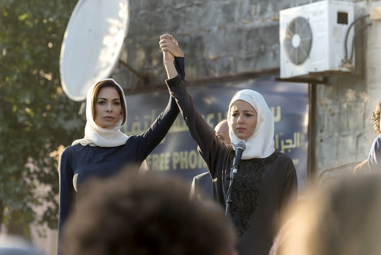 Moran Atias as Leila Al-Fayeed and Annet Mahendru as Nafisa Al-Qadi in 'Tyrant' (Credit: Kata Vermes/FX)