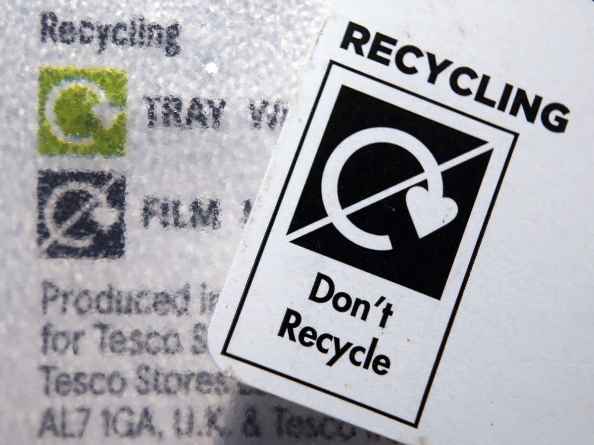The UK government wants to limit the amount of “wishcycling” which sees the recycling process contaminated by items which cannot be processed (Yui Mok/PA Wire)