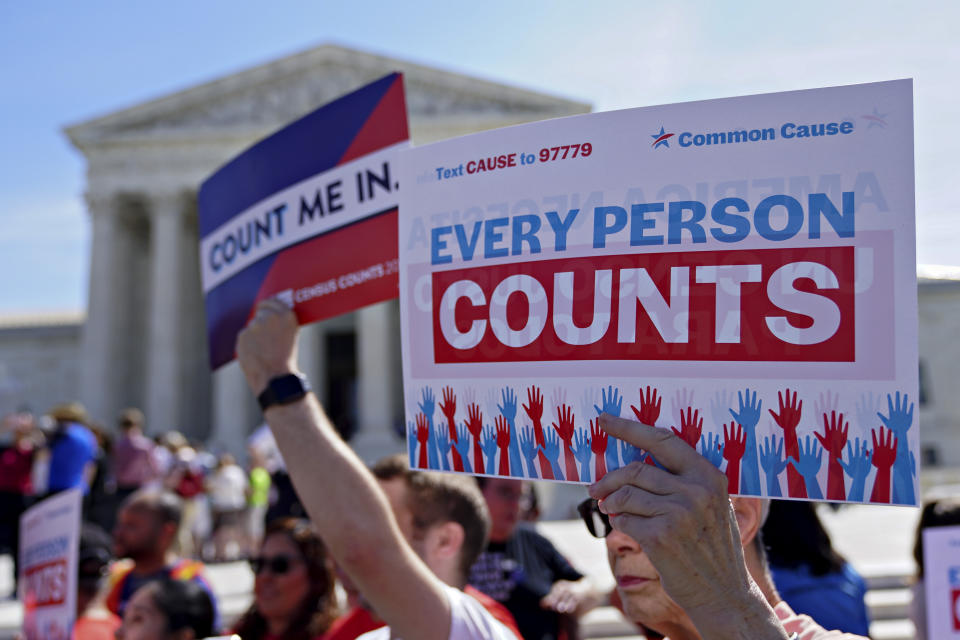 Activists outside the U.S. Supreme Court 