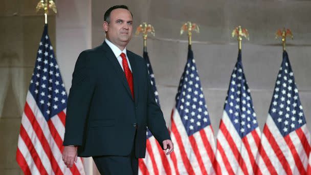 PHOTO: In this Aug. 26, 2020 file photo White House Deputy Chief of Staff for Communications Dan Scavino walks onstage to speak inside the empty Mellon Auditorium in Washington, D.C. (Chip Somodevilla/Getty Images, FILE)