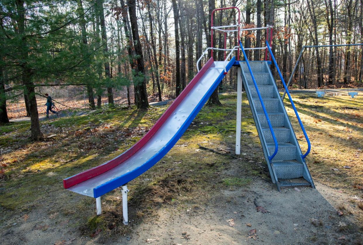 State funding will pay to replace a metal slide and other outdated playground equipment in Marshall Park in Lunenburg.