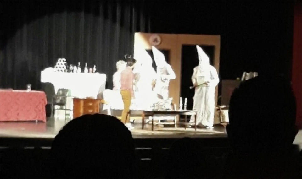 Students in a high school performance of ‘The Foreigner’ wear KKK robes, to the shock of audience members at ASU Preparatory Academy in Arizona. (Photo: ABC 15)