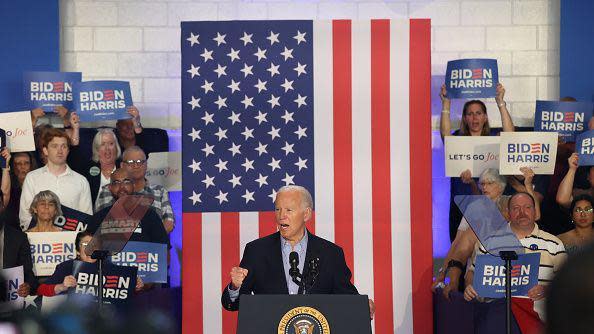 President Biden speaks at a rally in Wisconsin on July 5