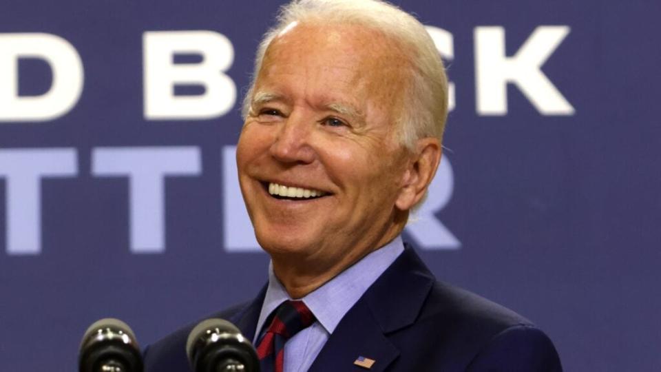 Democratic presidential nominee Joe Biden speaks during a campaign event in Wilmington, Delaware earlier this month. (Photo by Alex Wong/Getty Images)