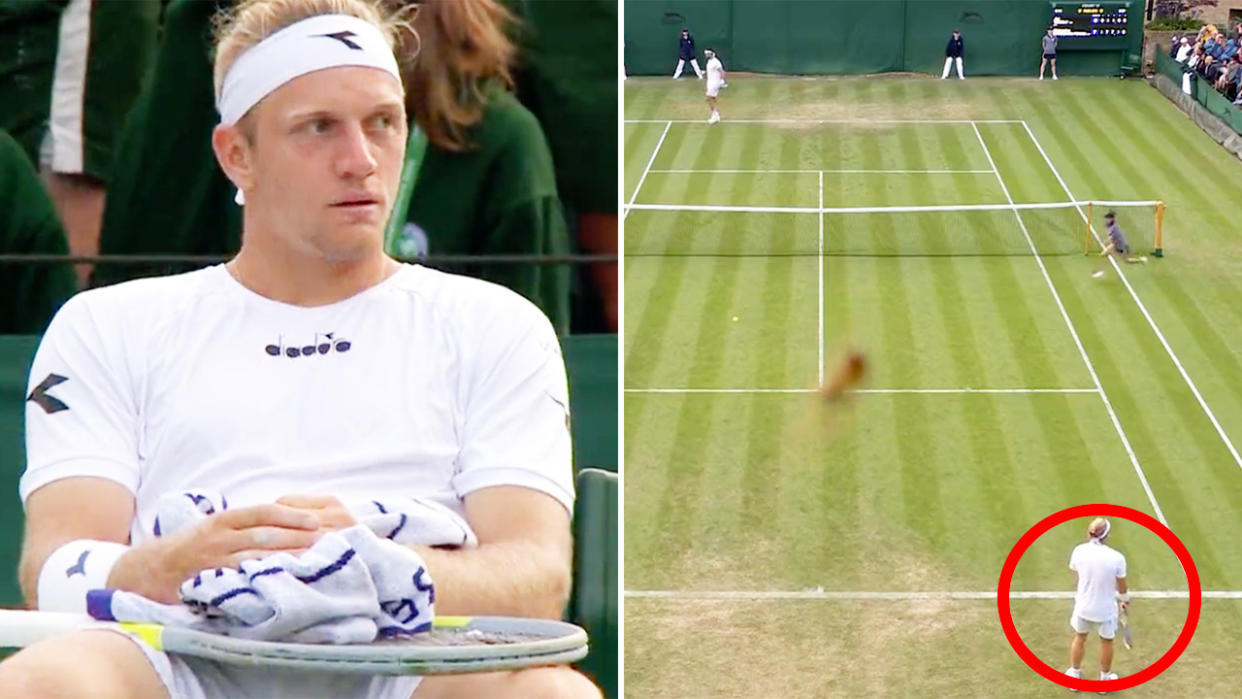 Alejandro Davidovich Fokina, pictured here after being hit with a point penalty on match point at Wimbledon.