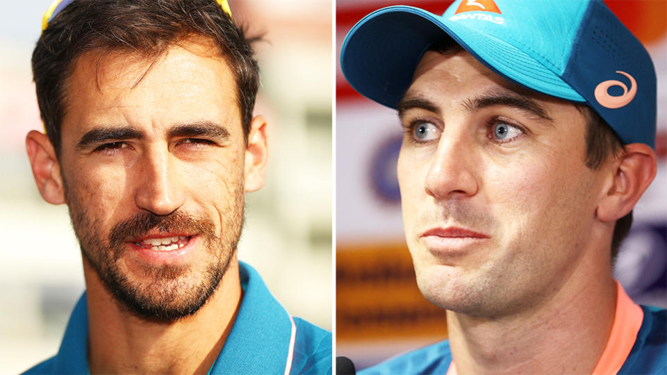 Mitchell Starc and Pat Cummins, pictured here in India.