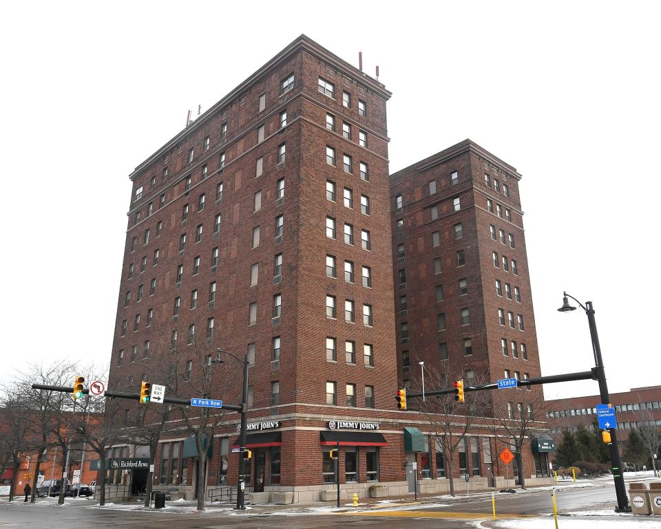 Richford Arms is a 100-unit apartment building overlooking Perry Square in downtown Erie.