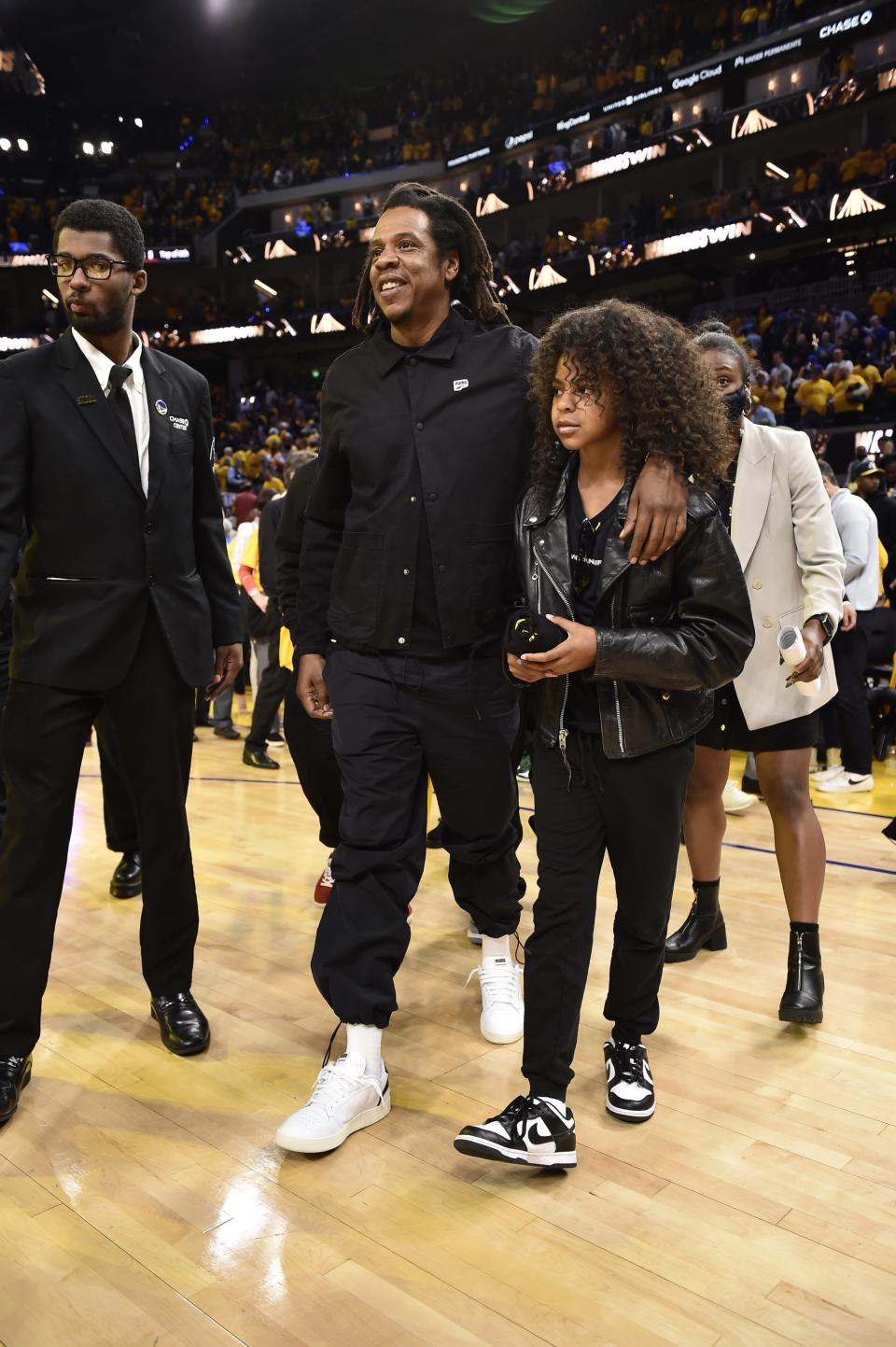 Blue Ivy Carter Nails Courtside Style in a Leather Jacket and 