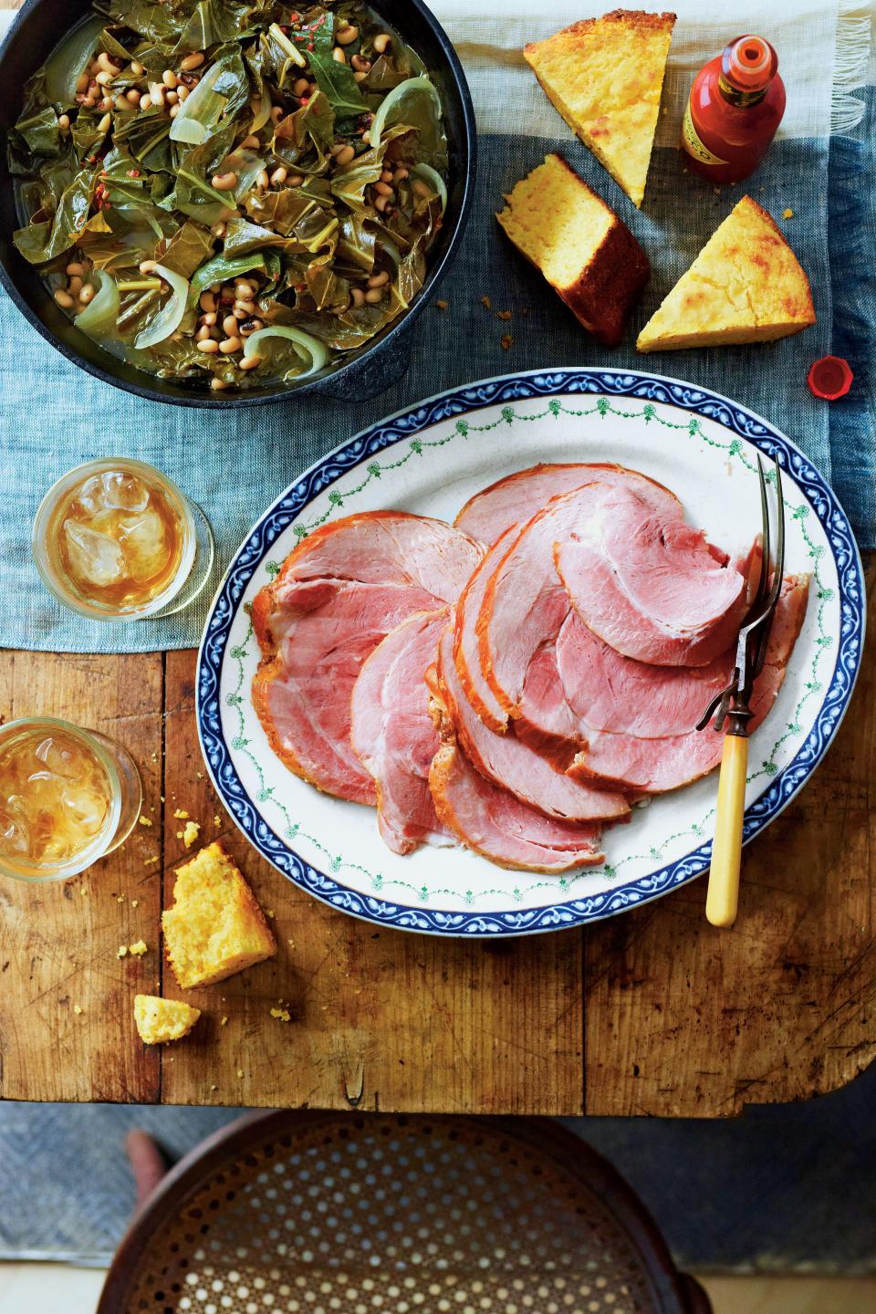 Good Luck Greens and Peas with Ham