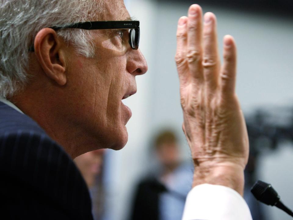 Ted Danson is sworn in at a Congressional hearing