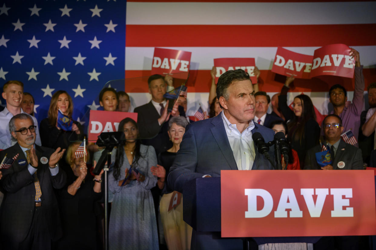 David McCormick, a Republican running for Senate, announces his candidacy in Pittsburgh, Sept. 21, 2023. (Jeff Swensen/The New York Times)