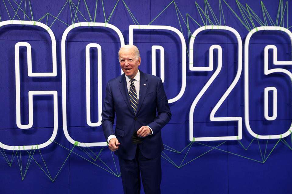 President Biden arrives for the U.N. Climate Change Conference in Glasgow, Scotland.